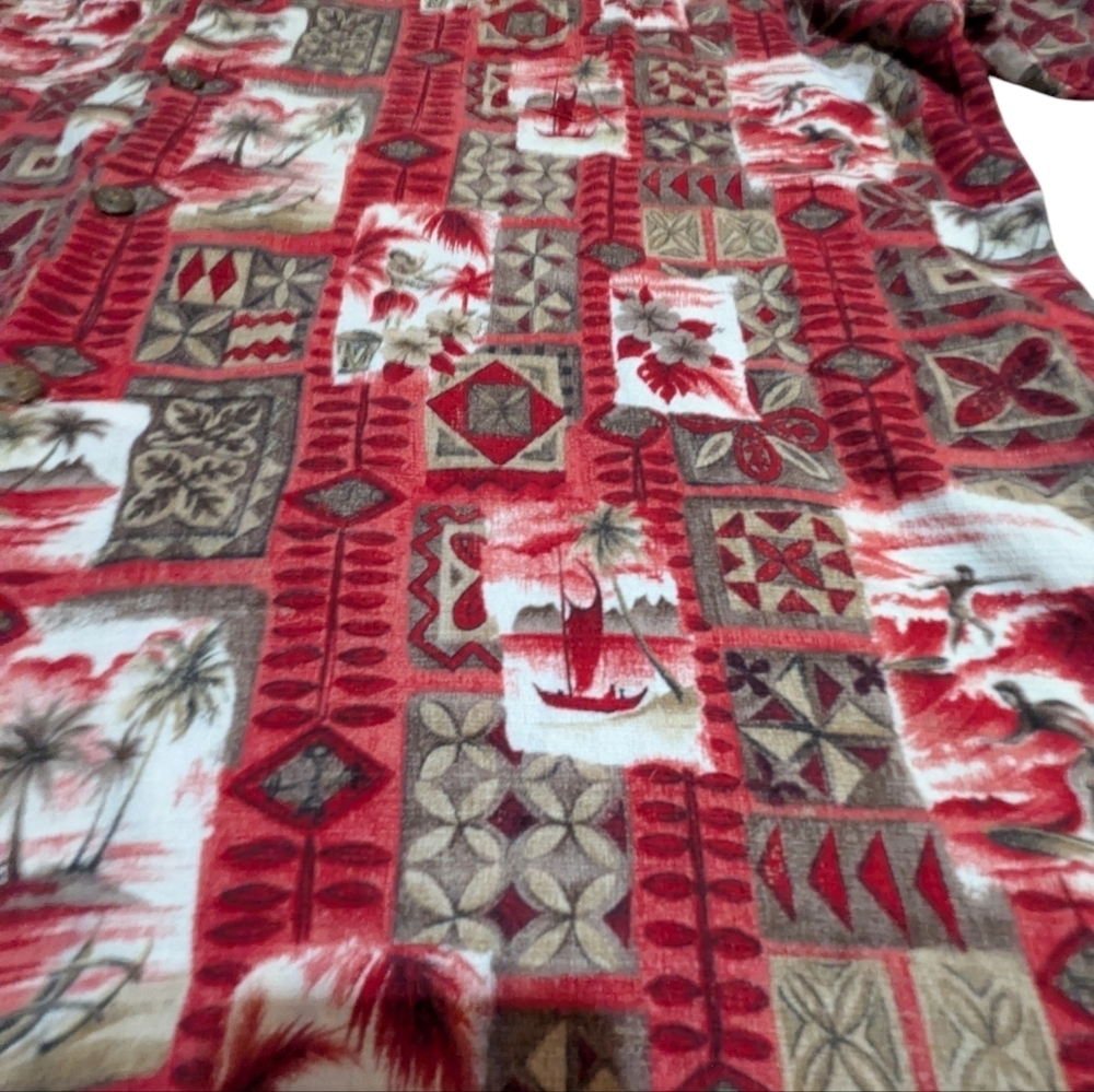 Vintage Hilo Hattie Hawaiian Original Shirt Red Brown White 5XL Retro Aloha - Picture 3 of 7